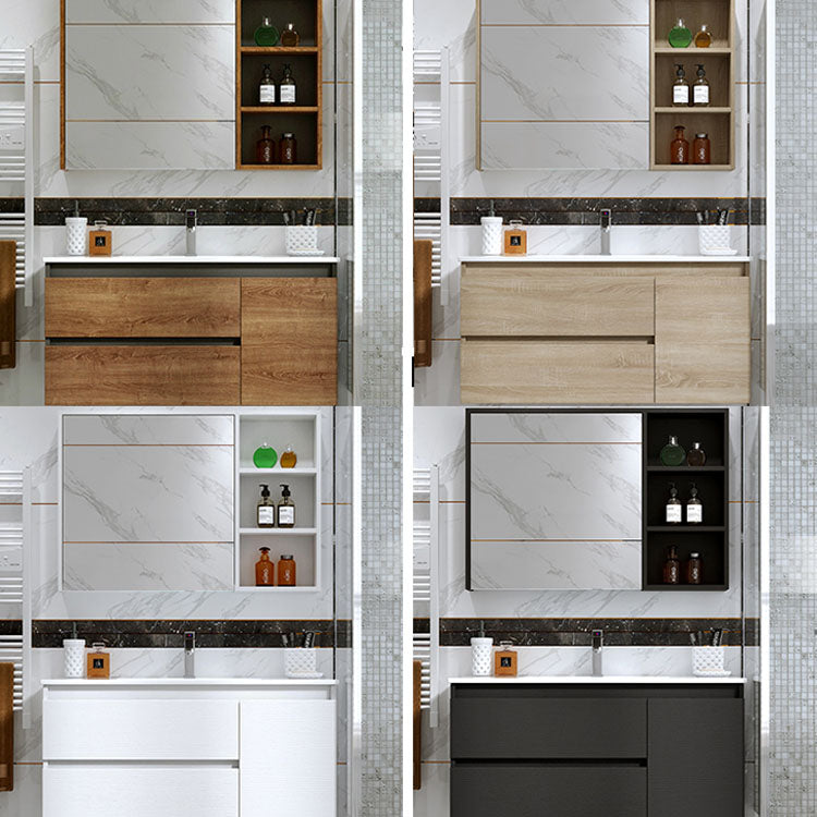 Shelving Included Vanity Set Wood 2 Drawers Freestanding Single Sink Vanity with Mirror Clearhalo 'Bathroom Remodel & Bathroom Fixtures' 'Bathroom Vanities' 'bathroom_vanities' 'Home Improvement' 'home_improvement' 'home_improvement_bathroom_vanities' 6772484