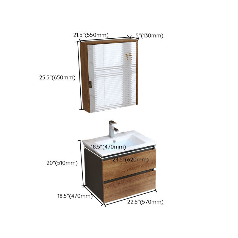 Shelving Included Vanity Set Wood 2 Drawers Freestanding Single Sink Vanity with Mirror Clearhalo 'Bathroom Remodel & Bathroom Fixtures' 'Bathroom Vanities' 'bathroom_vanities' 'Home Improvement' 'home_improvement' 'home_improvement_bathroom_vanities' 6772494