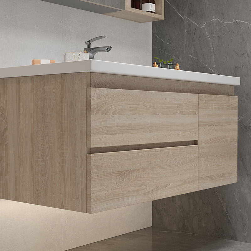 Wall-Mounted Bath Vanity Single Sink Door Rectangle Mirror Bathroom Vanity with Drawers Clearhalo 'Bathroom Remodel & Bathroom Fixtures' 'Bathroom Vanities' 'bathroom_vanities' 'Home Improvement' 'home_improvement' 'home_improvement_bathroom_vanities' 6772511