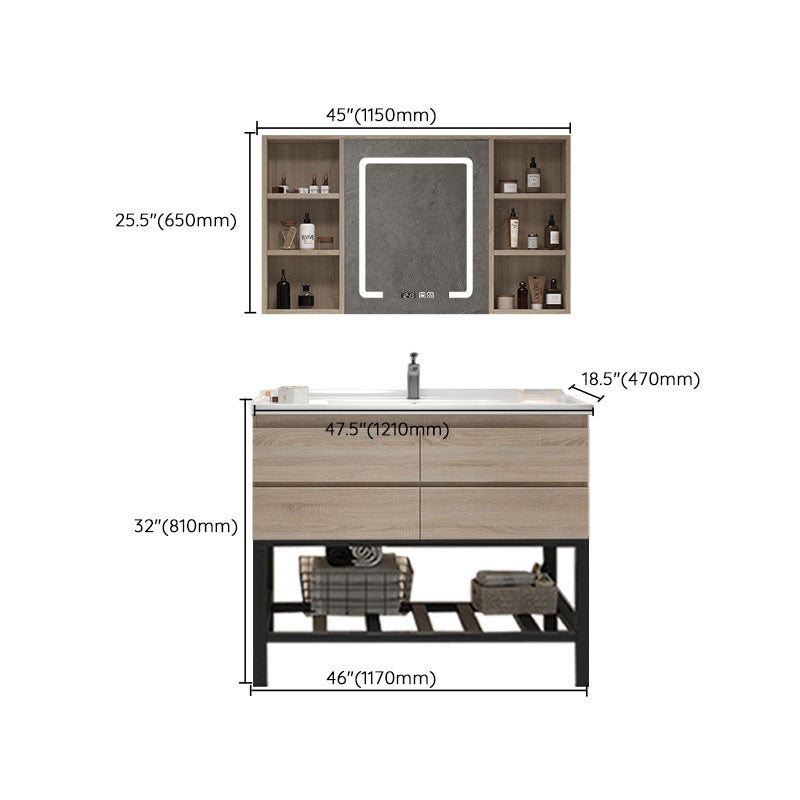 Wall-Mounted Bath Vanity Single Sink Door Rectangle Mirror Bathroom Vanity with Drawers Clearhalo 'Bathroom Remodel & Bathroom Fixtures' 'Bathroom Vanities' 'bathroom_vanities' 'Home Improvement' 'home_improvement' 'home_improvement_bathroom_vanities' 6772559