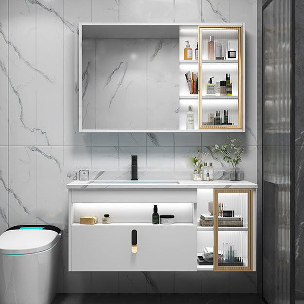 Gorgeous Sink Vanity Wall-Mounted Bathroom Vanity Cabinet with Mirror Cabinet Vanity & Faucet & Mirror Cabinet Clearhalo 'Bathroom Remodel & Bathroom Fixtures' 'Bathroom Vanities' 'bathroom_vanities' 'Home Improvement' 'home_improvement' 'home_improvement_bathroom_vanities' 6772564