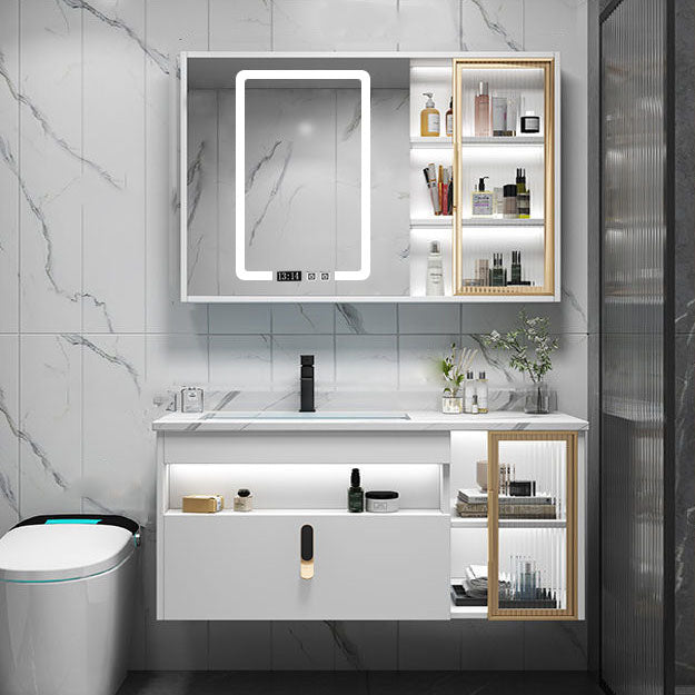 Gorgeous Sink Vanity Wall-Mounted Bathroom Vanity Cabinet with Mirror Cabinet Vanity & Faucet & Smart Medicine Cabinet Clearhalo 'Bathroom Remodel & Bathroom Fixtures' 'Bathroom Vanities' 'bathroom_vanities' 'Home Improvement' 'home_improvement' 'home_improvement_bathroom_vanities' 6772570