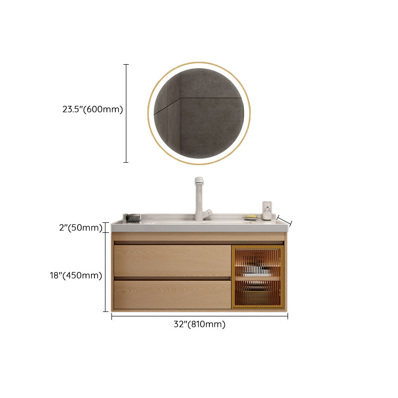 Wall Mount Vanity Mirror Single Sink Rectangle Door Wood Vanity with Drawers Clearhalo 'Bathroom Remodel & Bathroom Fixtures' 'Bathroom Vanities' 'bathroom_vanities' 'Home Improvement' 'home_improvement' 'home_improvement_bathroom_vanities' 6772658