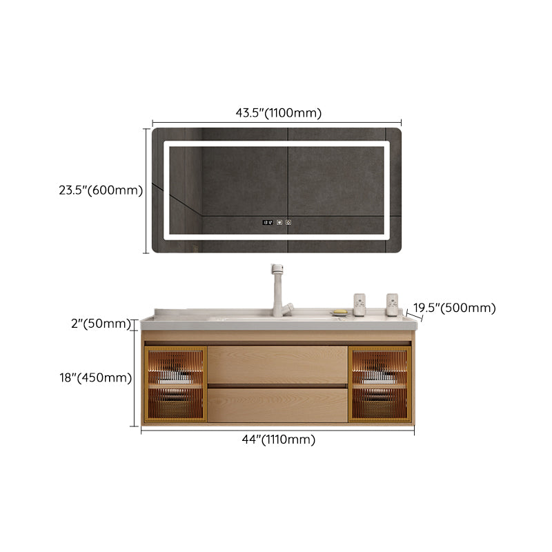 Wall Mount Vanity Mirror Single Sink Rectangle Door Wood Vanity with Drawers Clearhalo 'Bathroom Remodel & Bathroom Fixtures' 'Bathroom Vanities' 'bathroom_vanities' 'Home Improvement' 'home_improvement' 'home_improvement_bathroom_vanities' 6772661