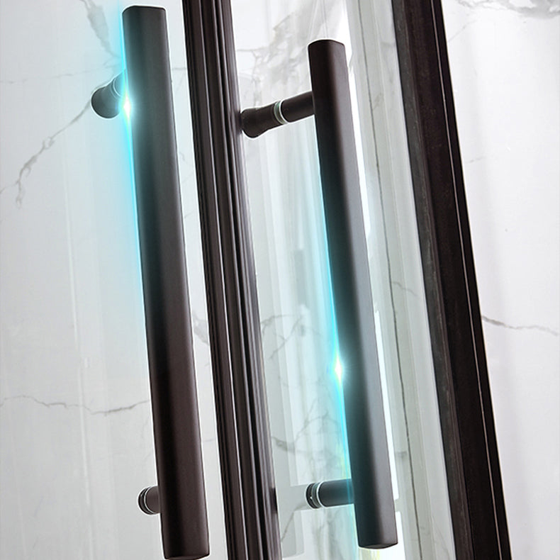 Modern Shower Stall Tempered Glass Double Sliding Neo-Round with Door Handles Shower Kit Clearhalo 'Bathroom Remodel & Bathroom Fixtures' 'Home Improvement' 'home_improvement' 'home_improvement_shower_stalls_enclosures' 'Shower Stalls & Enclosures' 'shower_stalls_enclosures' 'Showers & Bathtubs' 6772710