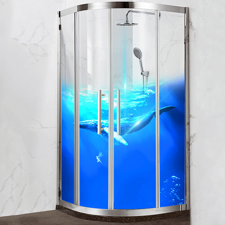 Modern Shower Stall Tempered Glass Double Sliding Neo-Round with Door Handles Shower Kit Clearhalo 'Bathroom Remodel & Bathroom Fixtures' 'Home Improvement' 'home_improvement' 'home_improvement_shower_stalls_enclosures' 'Shower Stalls & Enclosures' 'shower_stalls_enclosures' 'Showers & Bathtubs' 6772716
