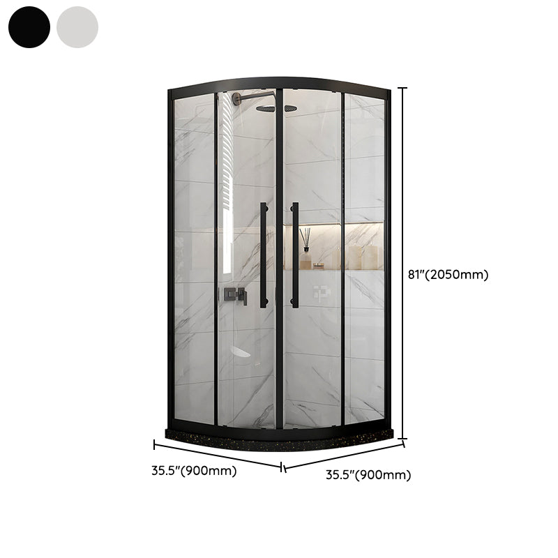 Modern Shower Stall Tempered Glass Double Sliding Neo-Round with Door Handles Shower Kit Clearhalo 'Bathroom Remodel & Bathroom Fixtures' 'Home Improvement' 'home_improvement' 'home_improvement_shower_stalls_enclosures' 'Shower Stalls & Enclosures' 'shower_stalls_enclosures' 'Showers & Bathtubs' 6772717