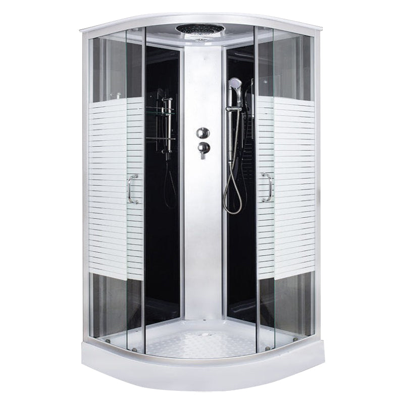 Contemporary Shower Kit Clear Tempered Framed Arc Shape Shower Stall Black Clearhalo 'Bathroom Remodel & Bathroom Fixtures' 'Home Improvement' 'home_improvement' 'home_improvement_shower_stalls_enclosures' 'Shower Stalls & Enclosures' 'shower_stalls_enclosures' 'Showers & Bathtubs' 6772729