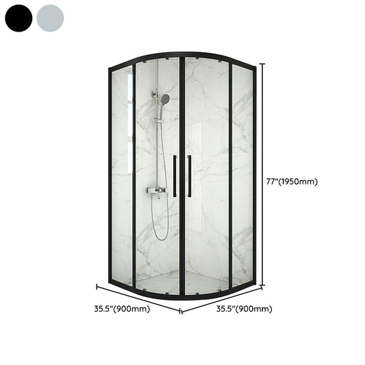 Modern Shower Stall Tempered Glass Rounded Double Sliding Clear Corner Shower Enclosure Clearhalo 'Bathroom Remodel & Bathroom Fixtures' 'Home Improvement' 'home_improvement' 'home_improvement_shower_stalls_enclosures' 'Shower Stalls & Enclosures' 'shower_stalls_enclosures' 'Showers & Bathtubs' 6772747