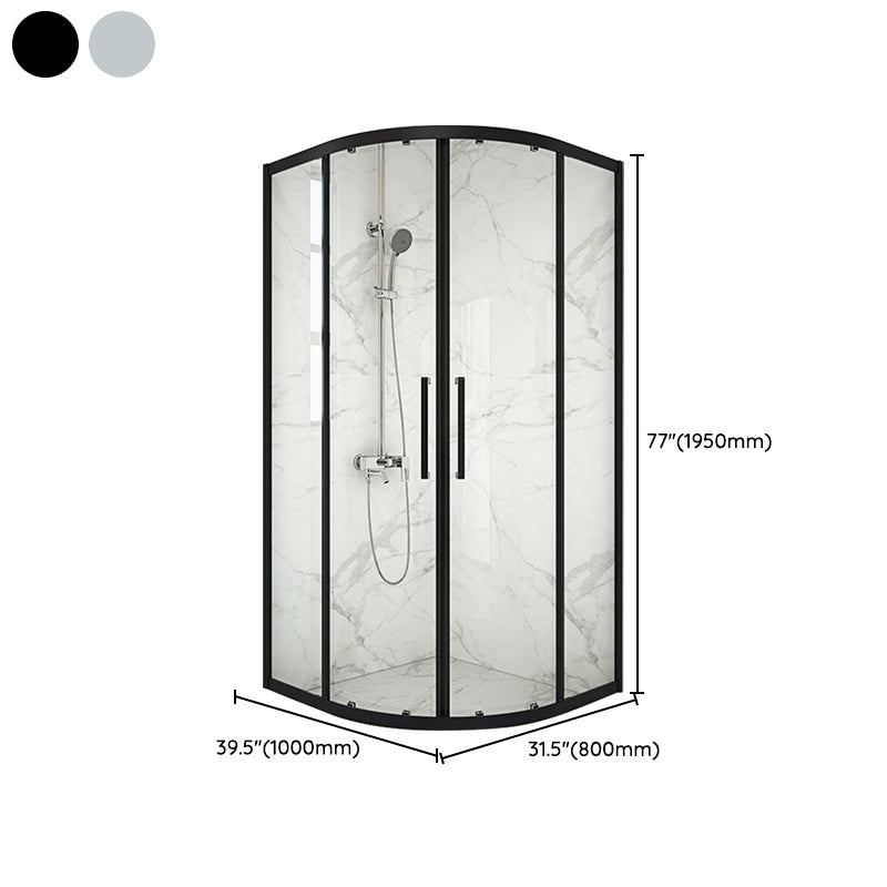 Modern Shower Stall Tempered Glass Rounded Double Sliding Clear Corner Shower Enclosure Clearhalo 'Bathroom Remodel & Bathroom Fixtures' 'Home Improvement' 'home_improvement' 'home_improvement_shower_stalls_enclosures' 'Shower Stalls & Enclosures' 'shower_stalls_enclosures' 'Showers & Bathtubs' 6772748