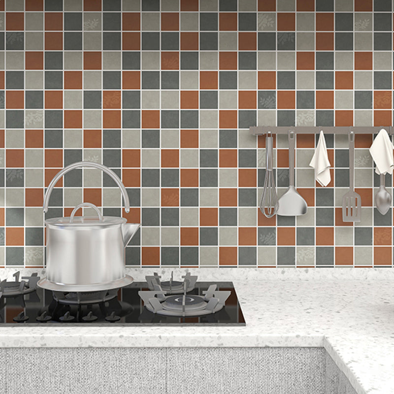 Modern Waterproof Mosaic Tile Smooth Peel and Stick Backsplash Tile for Kitchen Gray-Orange 197"L x 24"W Clearhalo 'Flooring 'Home Improvement' 'home_improvement' 'home_improvement_peel_stick_blacksplash' 'Peel & Stick Backsplash Tile' 'peel_stick_blacksplash' 'Walls & Ceilings' Walls and Ceiling' 6772785