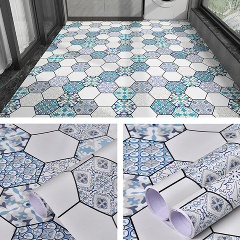 Patterned Vinyl Flooring PVC Peel and Stick Vinyl Flooring with Low Gloss Blue-White Clearhalo 'Flooring 'Home Improvement' 'home_improvement' 'home_improvement_vinyl_flooring' 'Vinyl Flooring' 'vinyl_flooring' Walls and Ceiling' 6773019