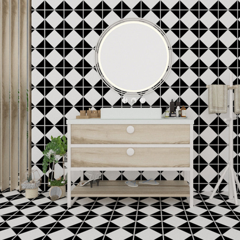 Patterned Vinyl Flooring Peel and Stick Low Gloss Vinyl Flooring Black White Plaid Clearhalo 'Flooring 'Home Improvement' 'home_improvement' 'home_improvement_vinyl_flooring' 'Vinyl Flooring' 'vinyl_flooring' Walls and Ceiling' 6773049
