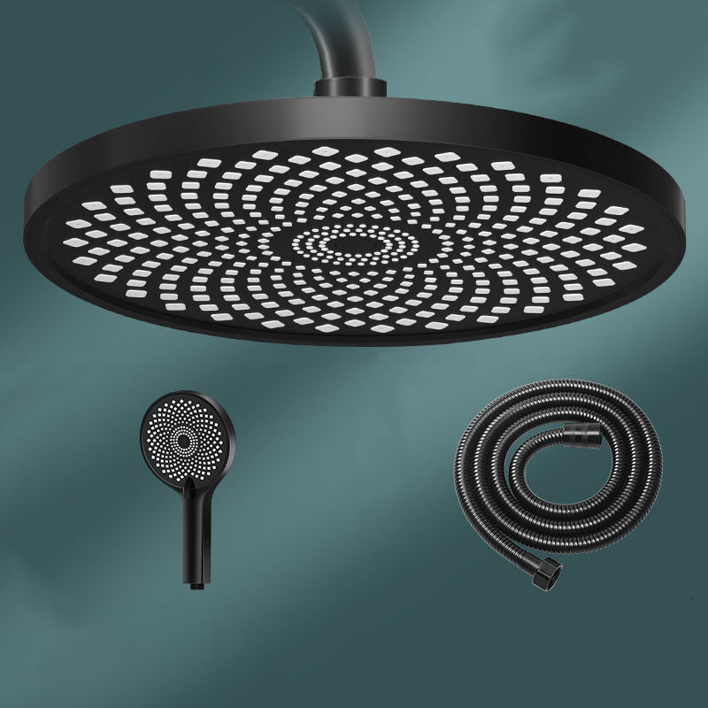 Round Fixed Shower Head High Flow Aerating Wall-Mount Showerhead 9" Black Large Shower Head & Hand Shower & Hose Clearhalo 'Bathroom Remodel & Bathroom Fixtures' 'Home Improvement' 'home_improvement' 'home_improvement_shower_heads' 'Shower Heads' 'shower_heads' 'Showers & Bathtubs Plumbing' 'Showers & Bathtubs' 6773298