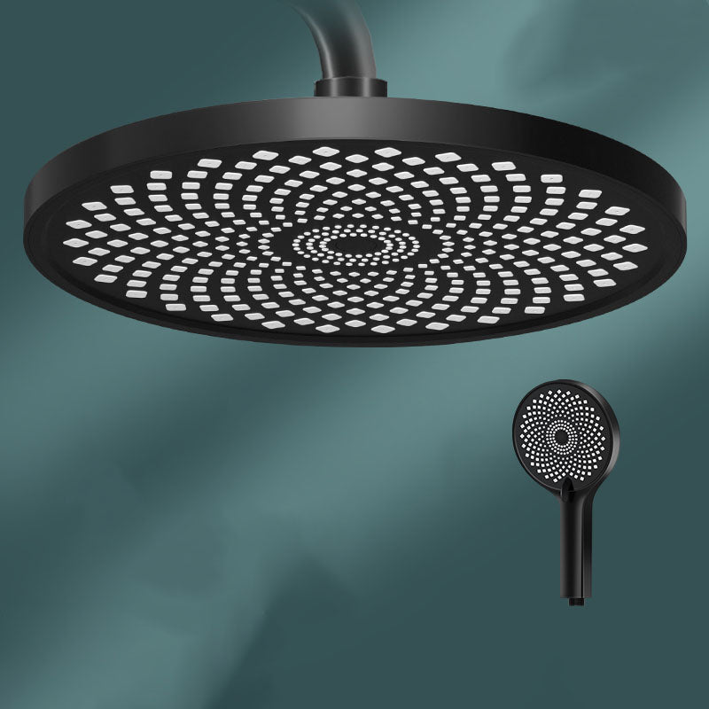 Round Fixed Shower Head High Flow Aerating Wall-Mount Showerhead 9" Black Top Spray & Shower Clearhalo 'Bathroom Remodel & Bathroom Fixtures' 'Home Improvement' 'home_improvement' 'home_improvement_shower_heads' 'Shower Heads' 'shower_heads' 'Showers & Bathtubs Plumbing' 'Showers & Bathtubs' 6773301