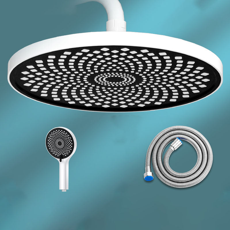 Round Fixed Shower Head High Flow Aerating Wall-Mount Showerhead 9" White Large Shower Head & Hand Shower & Hose Clearhalo 'Bathroom Remodel & Bathroom Fixtures' 'Home Improvement' 'home_improvement' 'home_improvement_shower_heads' 'Shower Heads' 'shower_heads' 'Showers & Bathtubs Plumbing' 'Showers & Bathtubs' 6773305