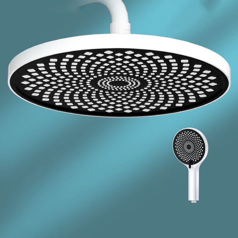 Round Fixed Shower Head High Flow Aerating Wall-Mount Showerhead 9" White Top Spray & Shower Clearhalo 'Bathroom Remodel & Bathroom Fixtures' 'Home Improvement' 'home_improvement' 'home_improvement_shower_heads' 'Shower Heads' 'shower_heads' 'Showers & Bathtubs Plumbing' 'Showers & Bathtubs' 6773308
