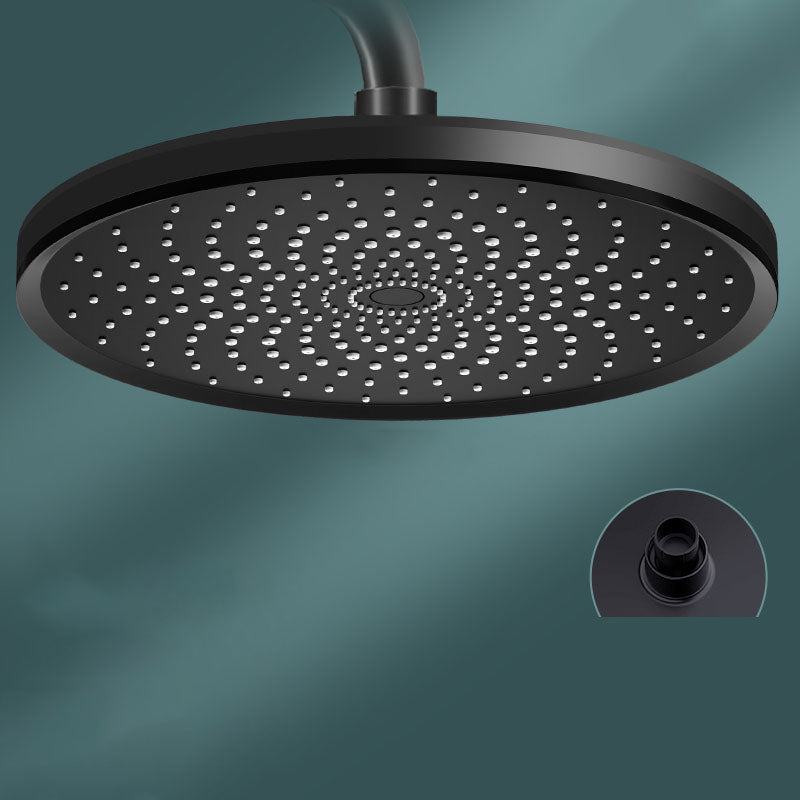 Round Fixed Shower Head High Flow Aerating Wall-Mount Showerhead Black Large Shower Clearhalo 'Bathroom Remodel & Bathroom Fixtures' 'Home Improvement' 'home_improvement' 'home_improvement_shower_heads' 'Shower Heads' 'shower_heads' 'Showers & Bathtubs Plumbing' 'Showers & Bathtubs' 6773315