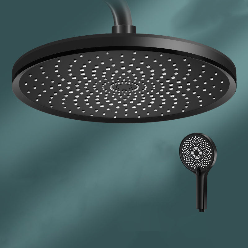 Round Fixed Shower Head High Flow Aerating Wall-Mount Showerhead 10" Black Top Spray & Shower Clearhalo 'Bathroom Remodel & Bathroom Fixtures' 'Home Improvement' 'home_improvement' 'home_improvement_shower_heads' 'Shower Heads' 'shower_heads' 'Showers & Bathtubs Plumbing' 'Showers & Bathtubs' 6773316