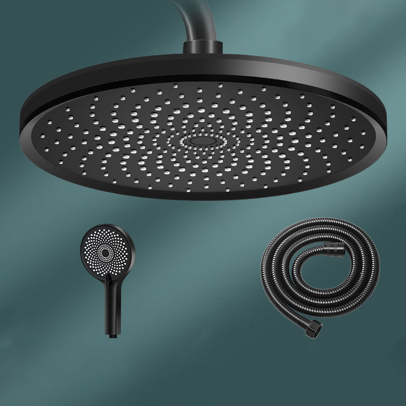 Round Fixed Shower Head High Flow Aerating Wall-Mount Showerhead 10" Black Large Shower Head & Hand Shower & Hose Clearhalo 'Bathroom Remodel & Bathroom Fixtures' 'Home Improvement' 'home_improvement' 'home_improvement_shower_heads' 'Shower Heads' 'shower_heads' 'Showers & Bathtubs Plumbing' 'Showers & Bathtubs' 6773317