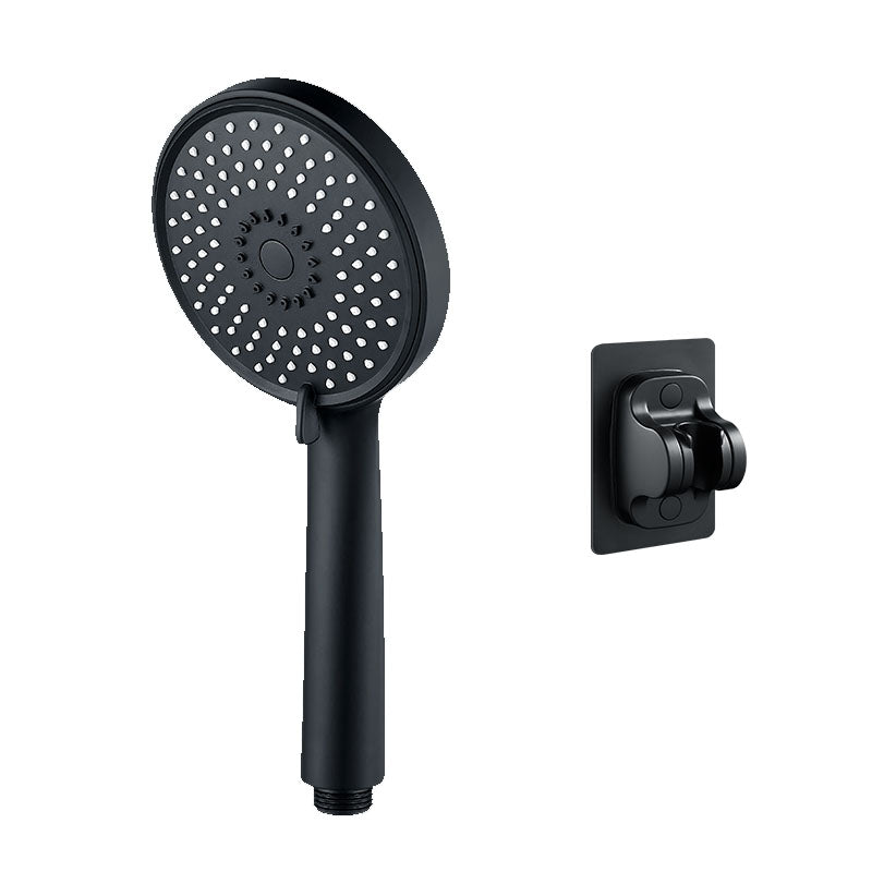 Round Handheld Shower Head Self-Cleaning Wall-Mount Shower Head Black Shower Head with Wall Pedestal None Clearhalo 'Bathroom Remodel & Bathroom Fixtures' 'Home Improvement' 'home_improvement' 'home_improvement_shower_heads' 'Shower Heads' 'shower_heads' 'Showers & Bathtubs Plumbing' 'Showers & Bathtubs' 6773474