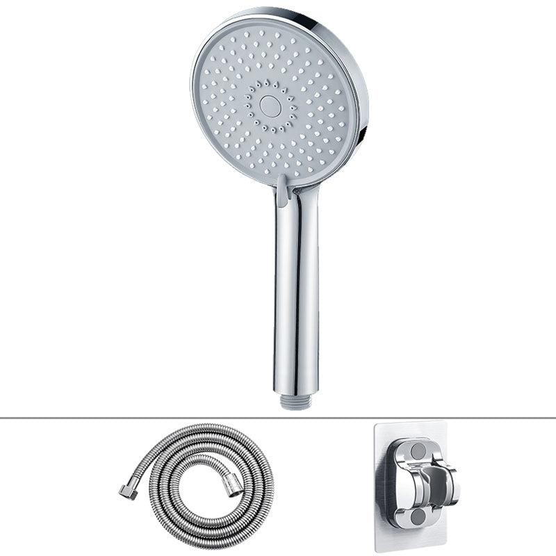 Round Handheld Shower Head Self-Cleaning Wall-Mount Shower Head Silver Shower Heads with Holder and Hose Clearhalo 'Bathroom Remodel & Bathroom Fixtures' 'Home Improvement' 'home_improvement' 'home_improvement_shower_heads' 'Shower Heads' 'shower_heads' 'Showers & Bathtubs Plumbing' 'Showers & Bathtubs' 6773479
