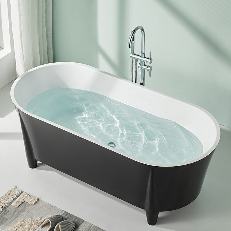 Modern Acrylic Oval Bathtub Freestanding Soaking Bathtub for Bathroom Black Clearhalo 'Bathroom Remodel & Bathroom Fixtures' 'Bathtubs' 'Home Improvement' 'home_improvement' 'home_improvement_bathtubs' 'Showers & Bathtubs' 6773952