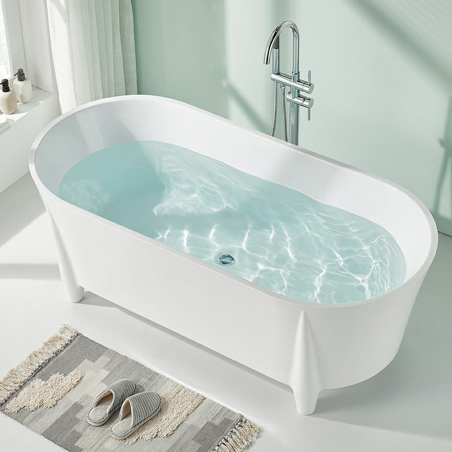 Modern Acrylic Oval Bathtub Freestanding Soaking Bathtub for Bathroom White Clearhalo 'Bathroom Remodel & Bathroom Fixtures' 'Bathtubs' 'Home Improvement' 'home_improvement' 'home_improvement_bathtubs' 'Showers & Bathtubs' 6773953