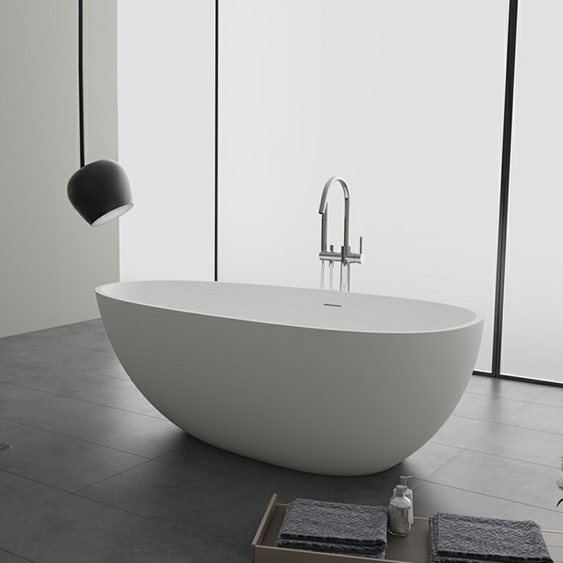 Modern Stone Soaking Bathtub Antique Finish Freestanding Bath Tub White 63"L x 31"W x 21"H Clearhalo 'Bathroom Remodel & Bathroom Fixtures' 'Bathtubs' 'Home Improvement' 'home_improvement' 'home_improvement_bathtubs' 'Showers & Bathtubs' 6773995