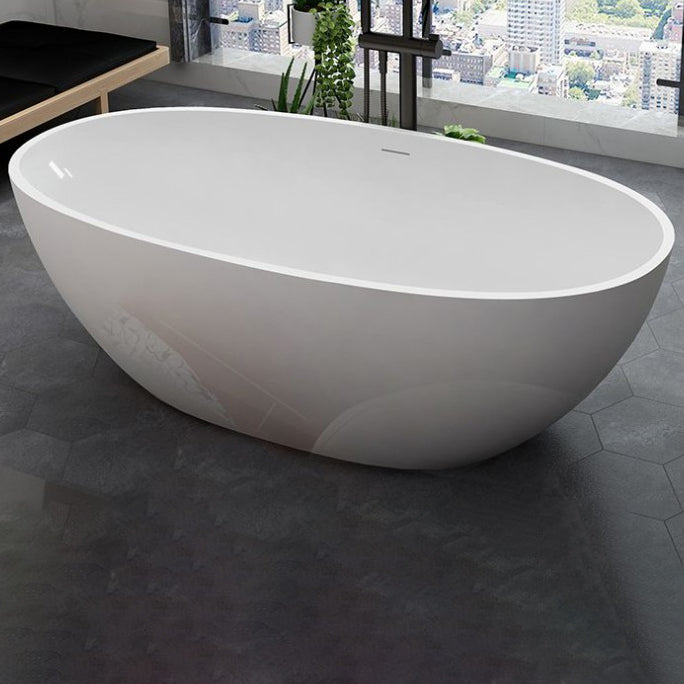 22.05-inch Tall Stone Oval Bathtub Soaking Freestanding Bath Gloss White Clearhalo 'Bathroom Remodel & Bathroom Fixtures' 'Bathtubs' 'Home Improvement' 'home_improvement' 'home_improvement_bathtubs' 'Showers & Bathtubs' 6774032