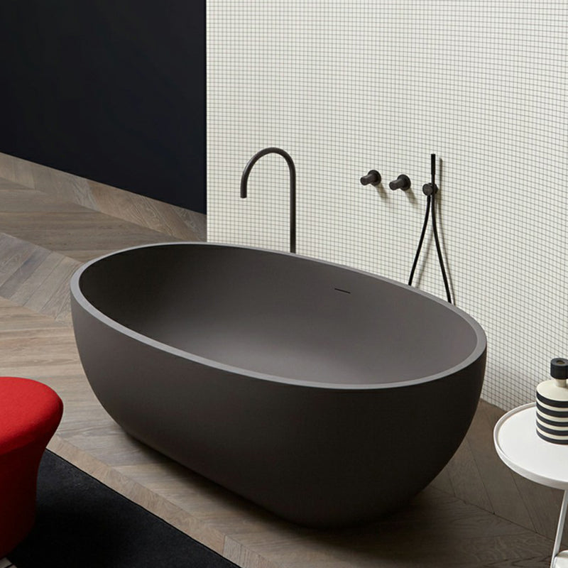 Modern Soaking Oval Bathtub Antique Finish Freestanding Bath Tub Grey 67"L x 31"W x 22"H Clearhalo 'Bathroom Remodel & Bathroom Fixtures' 'Bathtubs' 'Home Improvement' 'home_improvement' 'home_improvement_bathtubs' 'Showers & Bathtubs' 6774049