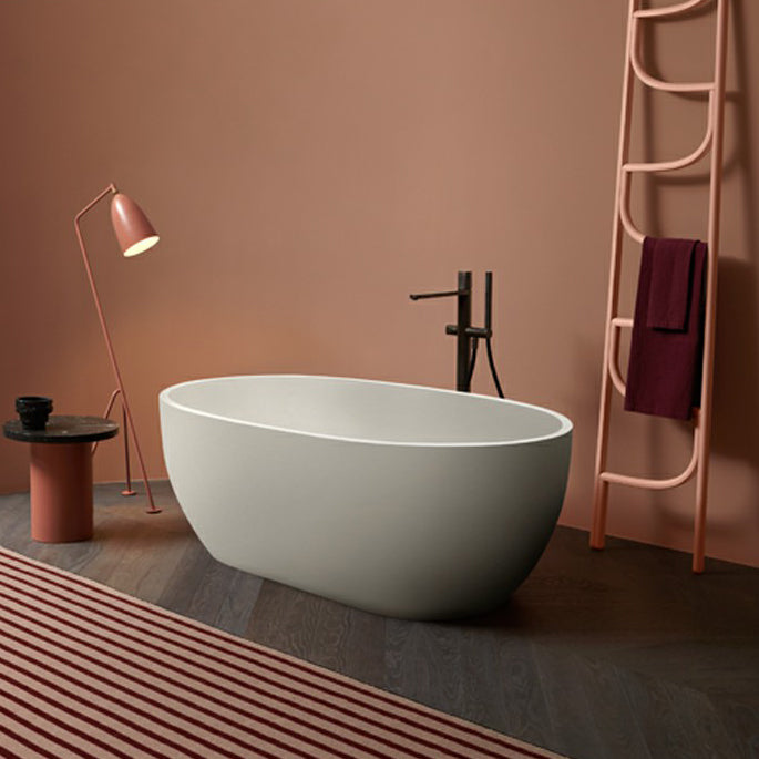 Modern Soaking Oval Bathtub Antique Finish Freestanding Bath Tub White 59"L x 28"W x 22"H Clearhalo 'Bathroom Remodel & Bathroom Fixtures' 'Bathtubs' 'Home Improvement' 'home_improvement' 'home_improvement_bathtubs' 'Showers & Bathtubs' 6774056