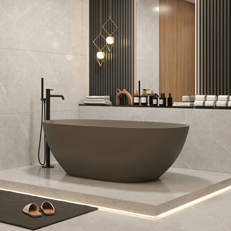 Stone Soaking Bathtub Modern Antique Finish Freestanding Bath Tub Khaki 67"L x 31"W x 22"H Clearhalo 'Bathroom Remodel & Bathroom Fixtures' 'Bathtubs' 'Home Improvement' 'home_improvement' 'home_improvement_bathtubs' 'Showers & Bathtubs' 6774095
