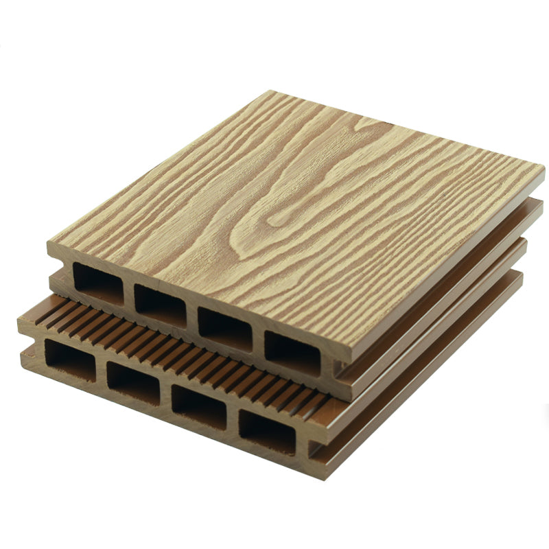 Modern Deck Plank Wooden Embossed Waterproof Slip Resistant Floor Board Khaki Square Hole Clearhalo 'Home Improvement' 'home_improvement' 'home_improvement_outdoor_deck_tiles_planks' 'Outdoor Deck Tiles & Planks' 'Outdoor Flooring & Tile' 'Outdoor Remodel' 'outdoor_deck_tiles_planks' 6775146