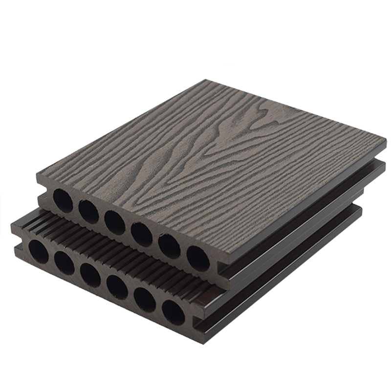 Modern Deck Plank Wooden Embossed Waterproof Slip Resistant Floor Board Chocolate Round Hole Clearhalo 'Home Improvement' 'home_improvement' 'home_improvement_outdoor_deck_tiles_planks' 'Outdoor Deck Tiles & Planks' 'Outdoor Flooring & Tile' 'Outdoor Remodel' 'outdoor_deck_tiles_planks' 6775149