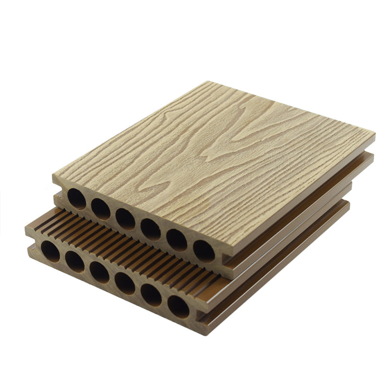 Modern Deck Plank Wooden Embossed Waterproof Slip Resistant Floor Board Khaki Round Hole Clearhalo 'Home Improvement' 'home_improvement' 'home_improvement_outdoor_deck_tiles_planks' 'Outdoor Deck Tiles & Planks' 'Outdoor Flooring & Tile' 'Outdoor Remodel' 'outdoor_deck_tiles_planks' 6775153