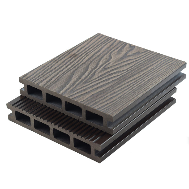 Modern Deck Plank Wooden Embossed Waterproof Slip Resistant Floor Board Chocolate Square Hole Clearhalo 'Home Improvement' 'home_improvement' 'home_improvement_outdoor_deck_tiles_planks' 'Outdoor Deck Tiles & Planks' 'Outdoor Flooring & Tile' 'Outdoor Remodel' 'outdoor_deck_tiles_planks' 6775158