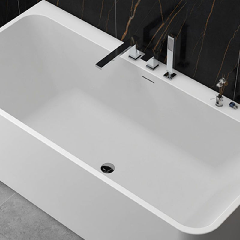 Modern Style Stone Soaking Bathtub Rectangle Back to Wall Bathtub Clearhalo 'Bathroom Remodel & Bathroom Fixtures' 'Bathtubs' 'Home Improvement' 'home_improvement' 'home_improvement_bathtubs' 'Showers & Bathtubs' 6775351