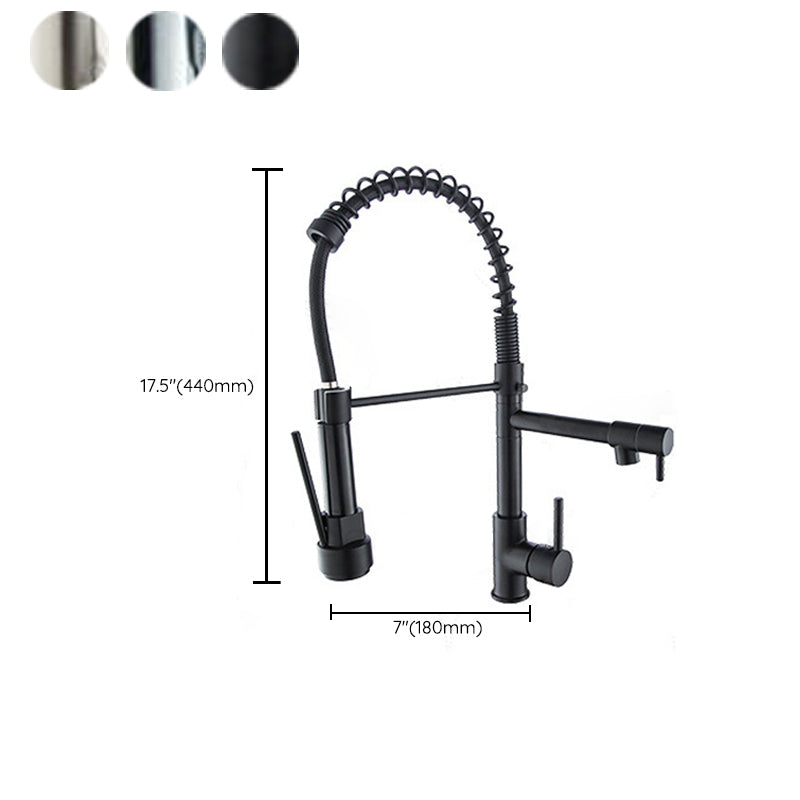Modern Farmhouse Faucet Spout Double Levers Kitchen Faucet High Arch Filler with Sprayer Clearhalo 'Home Improvement' 'home_improvement' 'home_improvement_kitchen_faucets' 'Kitchen Faucets' 'Kitchen Remodel & Kitchen Fixtures' 'Kitchen Sinks & Faucet Components' 'kitchen_faucets' 6776678