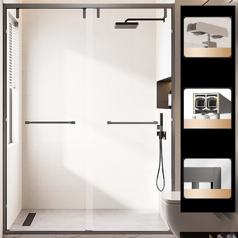 Simple In-line Shower Door Glass and Metal Bathroom Shower Bath Door Gray Clearhalo 'Bathroom Remodel & Bathroom Fixtures' 'Home Improvement' 'home_improvement' 'home_improvement_shower_tub_doors' 'Shower and Tub Doors' 'shower_tub_doors' 'Showers & Bathtubs' 6776793