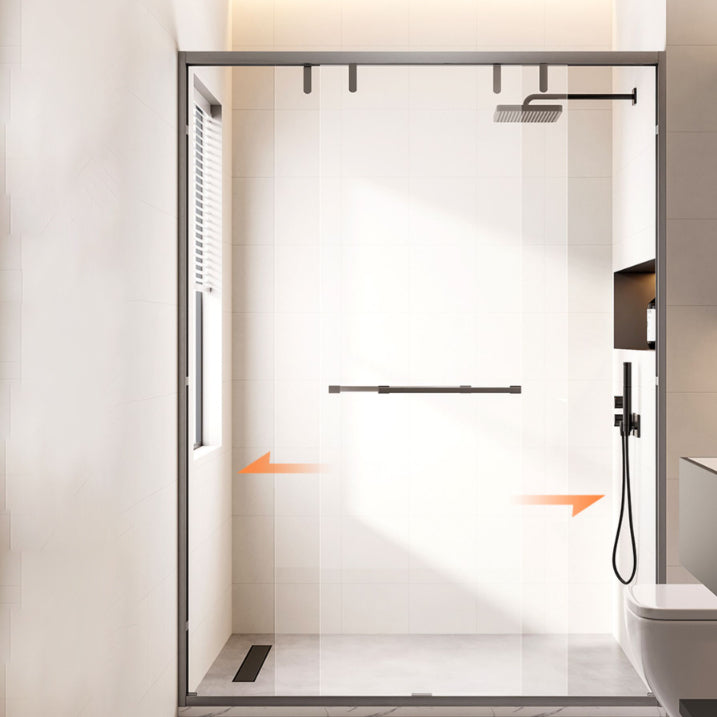 Simple In-line Shower Door Glass and Metal Bathroom Shower Bath Door Clearhalo 'Bathroom Remodel & Bathroom Fixtures' 'Home Improvement' 'home_improvement' 'home_improvement_shower_tub_doors' 'Shower and Tub Doors' 'shower_tub_doors' 'Showers & Bathtubs' 6776795