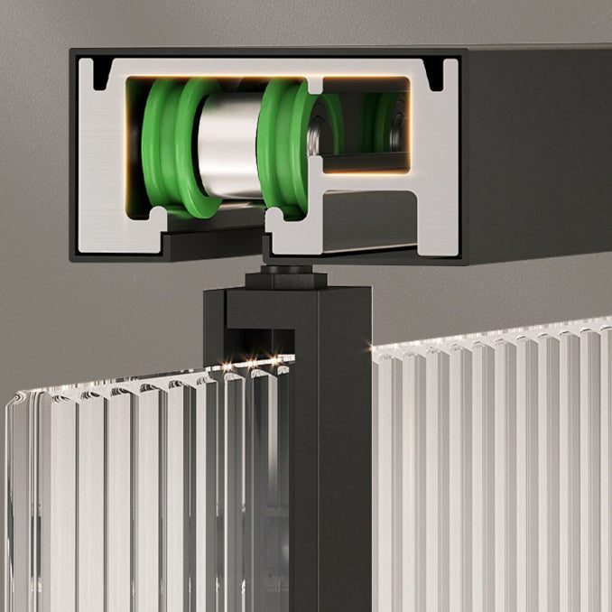 Glass and Metal Shower Door Simple One-Line Shower Black Bath Door Clearhalo 'Bathroom Remodel & Bathroom Fixtures' 'Home Improvement' 'home_improvement' 'home_improvement_shower_tub_doors' 'Shower and Tub Doors' 'shower_tub_doors' 'Showers & Bathtubs' 6777792