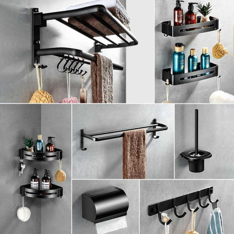 Modern Aluminum Bath Hardware Set Black Bathroom Accessory Kit Clearhalo 'Bathroom Hardware Sets' 'Bathroom Hardware' 'Bathroom Remodel & Bathroom Fixtures' 'bathroom_hardware_sets' 'Home Improvement' 'home_improvement' 'home_improvement_bathroom_hardware_sets' 6778040