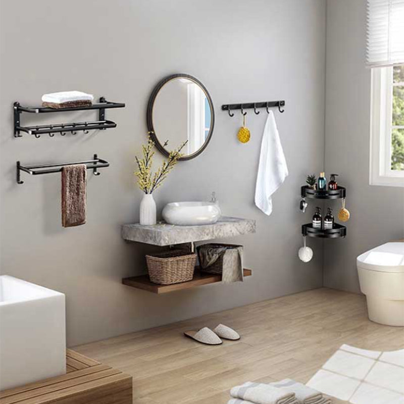 Modern Aluminum Bath Hardware Set Black Bathroom Accessory Kit Clearhalo 'Bathroom Hardware Sets' 'Bathroom Hardware' 'Bathroom Remodel & Bathroom Fixtures' 'bathroom_hardware_sets' 'Home Improvement' 'home_improvement' 'home_improvement_bathroom_hardware_sets' 6778043
