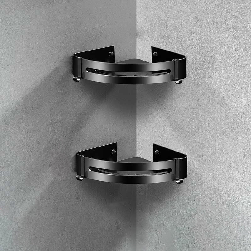 Modern Aluminum Bath Hardware Set Black Bathroom Accessory Kit 2-Piece Set (Triangular Bath Shelf) Clearhalo 'Bathroom Hardware Sets' 'Bathroom Hardware' 'Bathroom Remodel & Bathroom Fixtures' 'bathroom_hardware_sets' 'Home Improvement' 'home_improvement' 'home_improvement_bathroom_hardware_sets' 6778046