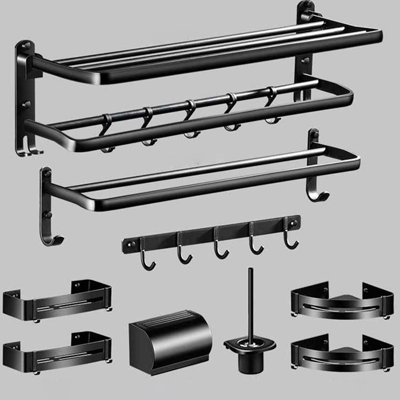 Modern Aluminum Bath Hardware Set Black Bathroom Accessory Kit Clearhalo 'Bathroom Hardware Sets' 'Bathroom Hardware' 'Bathroom Remodel & Bathroom Fixtures' 'bathroom_hardware_sets' 'Home Improvement' 'home_improvement' 'home_improvement_bathroom_hardware_sets' 6778049