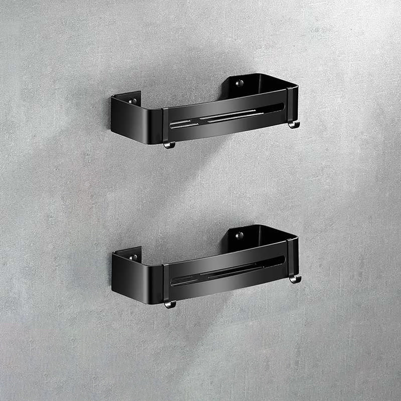 Modern Aluminum Bath Hardware Set Black Bathroom Accessory Kit 2-Piece Set (Square Bath Shelf) Clearhalo 'Bathroom Hardware Sets' 'Bathroom Hardware' 'Bathroom Remodel & Bathroom Fixtures' 'bathroom_hardware_sets' 'Home Improvement' 'home_improvement' 'home_improvement_bathroom_hardware_sets' 6778050