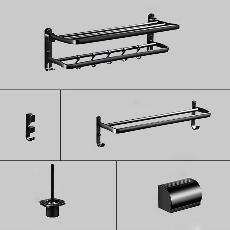 Modern Aluminum Bath Hardware Set Black Bathroom Accessory Kit 5-Piece Set (Toilet Paper Holder) Clearhalo 'Bathroom Hardware Sets' 'Bathroom Hardware' 'Bathroom Remodel & Bathroom Fixtures' 'bathroom_hardware_sets' 'Home Improvement' 'home_improvement' 'home_improvement_bathroom_hardware_sets' 6778055