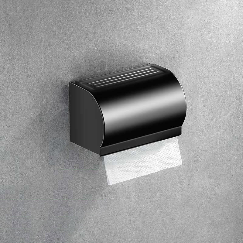 Modern Aluminum Bath Hardware Set Black Bathroom Accessory Kit Tissue Box Clearhalo 'Bathroom Hardware Sets' 'Bathroom Hardware' 'Bathroom Remodel & Bathroom Fixtures' 'bathroom_hardware_sets' 'Home Improvement' 'home_improvement' 'home_improvement_bathroom_hardware_sets' 6778061