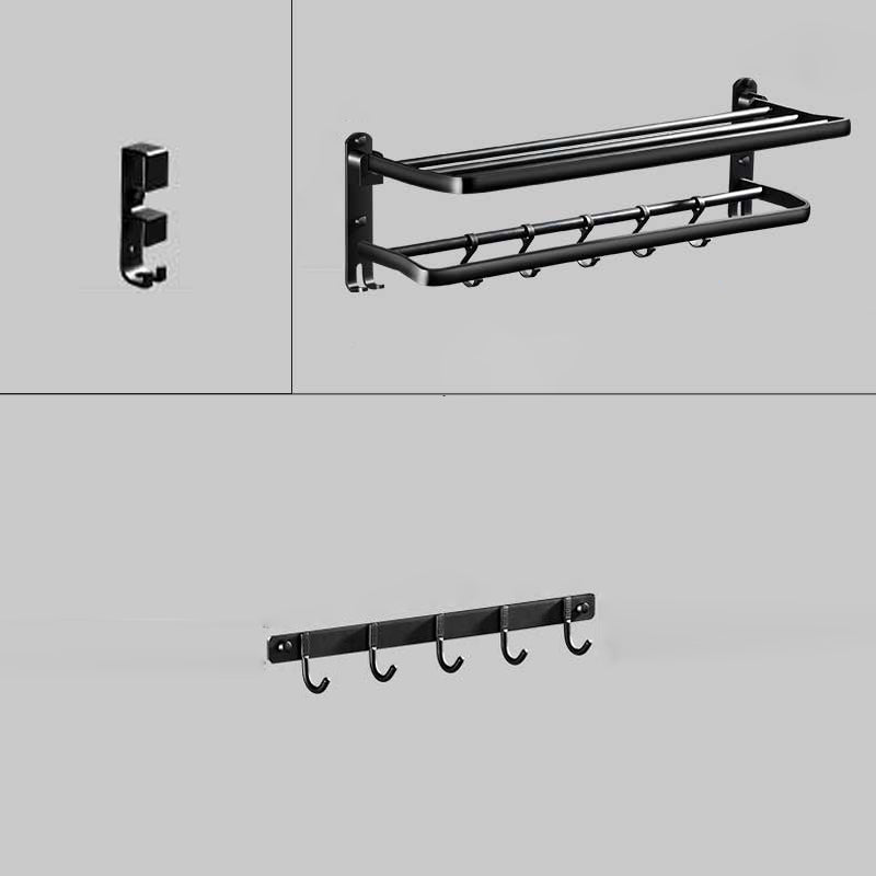 Modern Aluminum Bath Hardware Set Black Bathroom Accessory Kit 3-Piece Set (Towel Rack) Clearhalo 'Bathroom Hardware Sets' 'Bathroom Hardware' 'Bathroom Remodel & Bathroom Fixtures' 'bathroom_hardware_sets' 'Home Improvement' 'home_improvement' 'home_improvement_bathroom_hardware_sets' 6778062